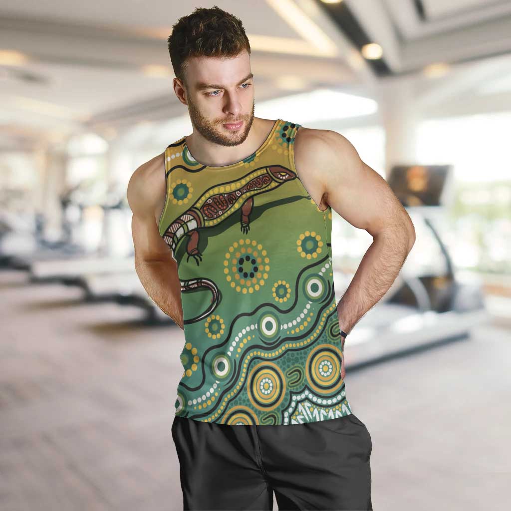 Goanna Aboriginal-style Dot Artwork Men Tank Top - Vibe Hoodie Shop