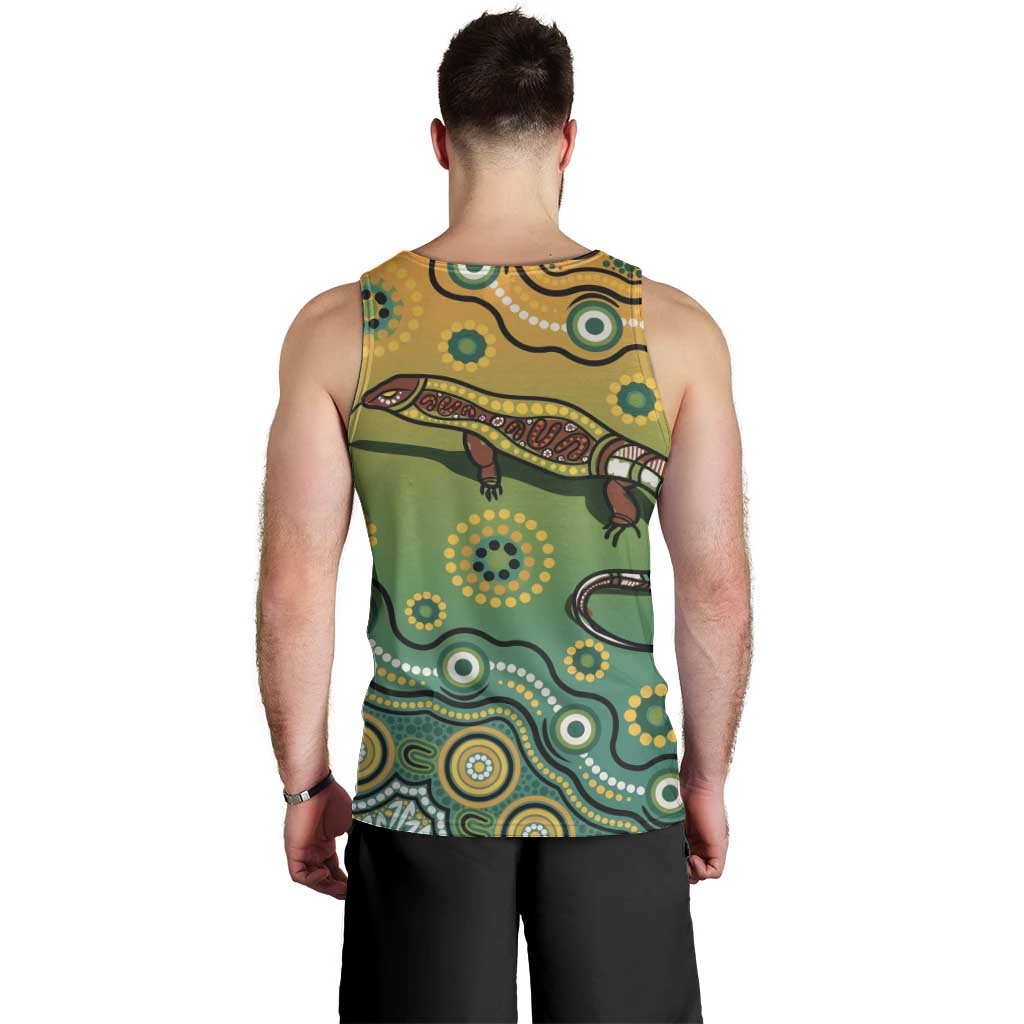 Goanna Aboriginal-style Dot Artwork Men Tank Top - Vibe Hoodie Shop