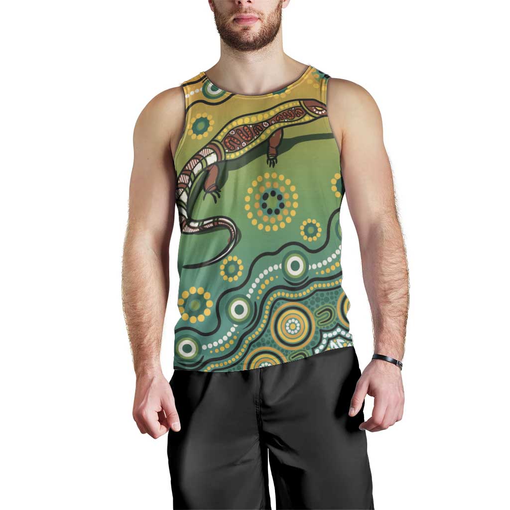 Goanna Aboriginal-style Dot Artwork Men Tank Top - Vibe Hoodie Shop