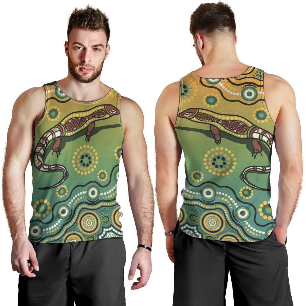 Goanna Aboriginal-style Dot Artwork Men Tank Top - Vibe Hoodie Shop