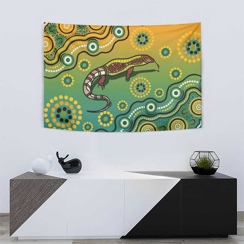 Goanna Aboriginal-style Dot Artwork Tapestry - Vibe Hoodie Shop