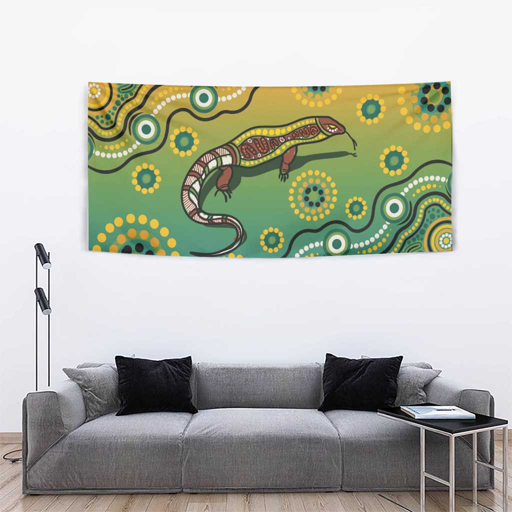 Goanna Aboriginal-style Dot Artwork Tapestry - Vibe Hoodie Shop