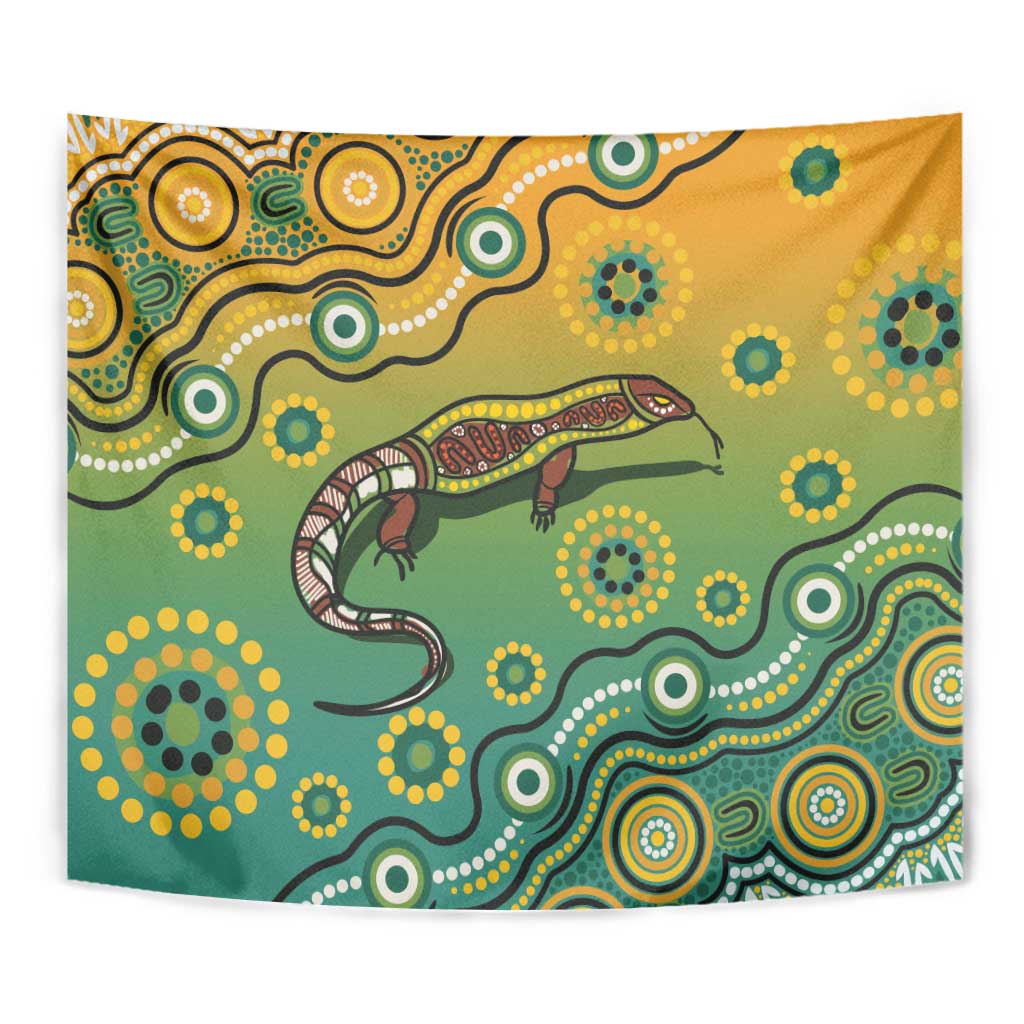 Goanna Aboriginal-style Dot Artwork Tapestry - Vibe Hoodie Shop