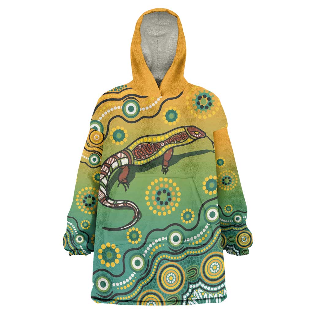 Goanna Aboriginal-style Dot Artwork Wearable Blanket Hoodie - Vibe Hoodie Shop