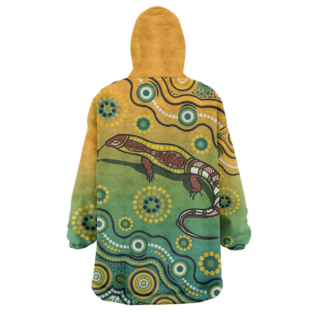 Goanna Aboriginal-style Dot Artwork Wearable Blanket Hoodie - Vibe Hoodie Shop