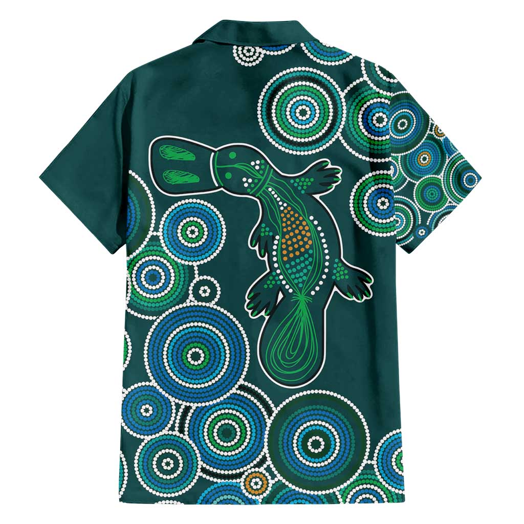 Green Platypus Aboriginal Art Hawaiian Shirt - Vibe Hoodie Shop