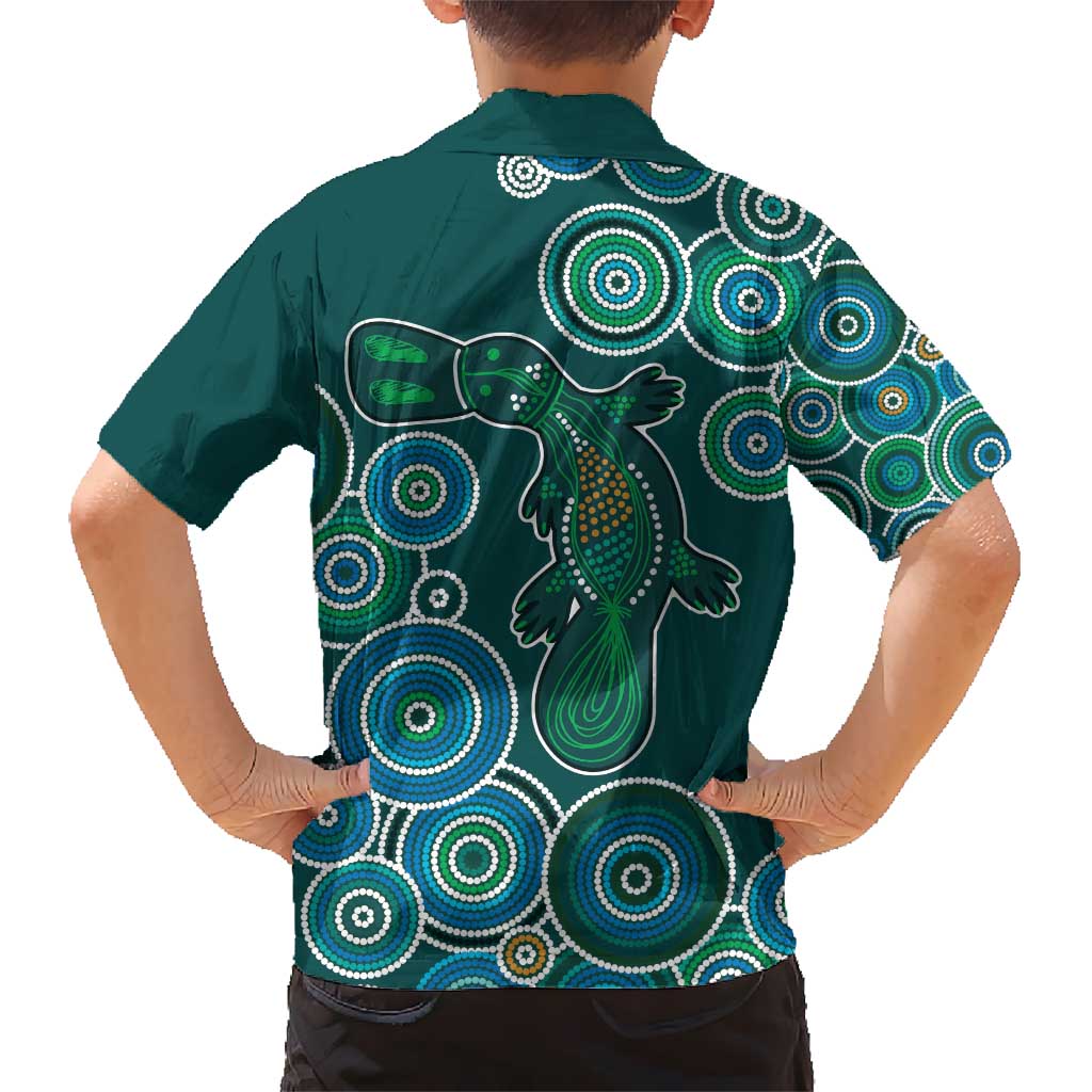 Green Platypus Aboriginal Art Hawaiian Shirt - Vibe Hoodie Shop