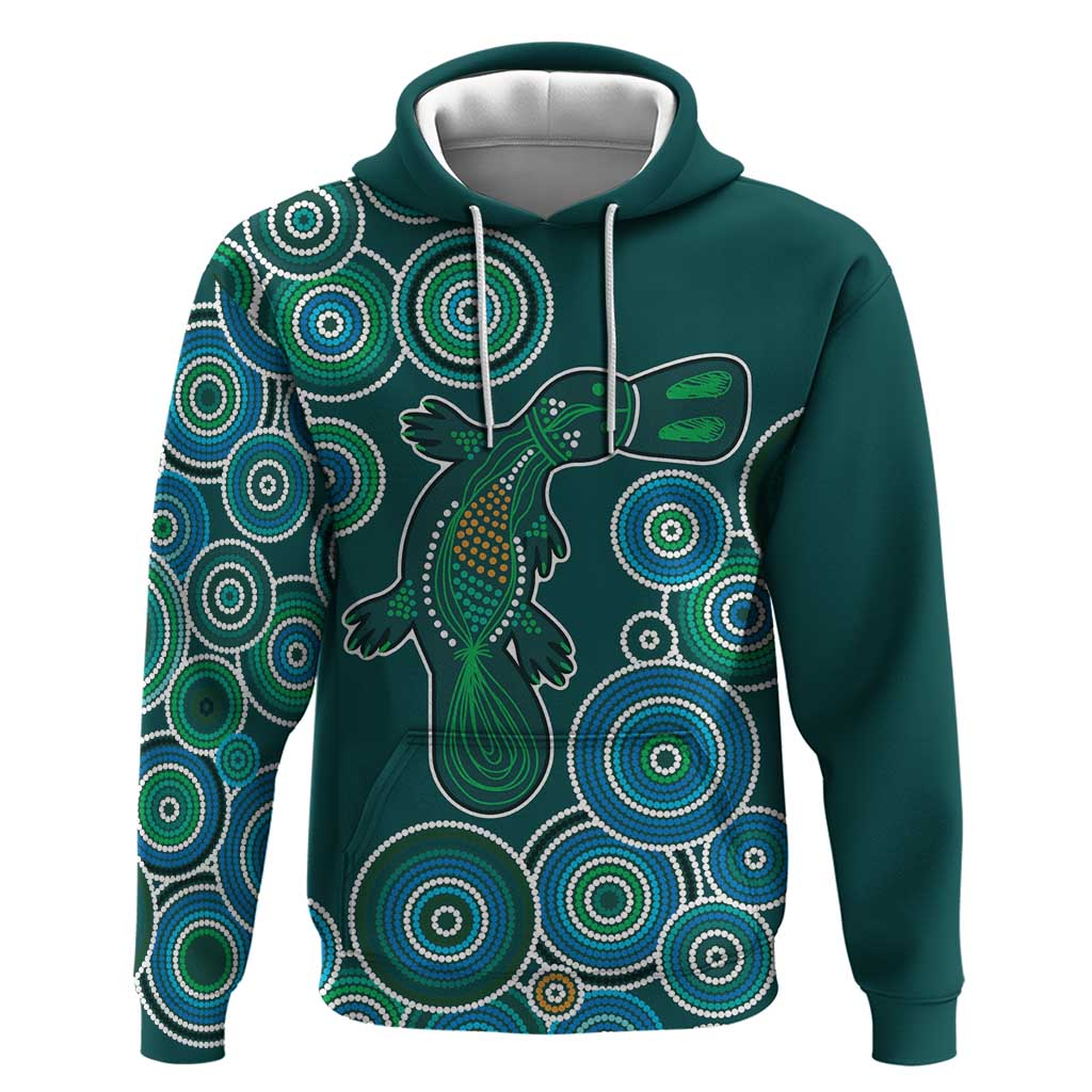 Green Platypus Aboriginal Art Hoodie LT9 - Vibe Hoodie Shop