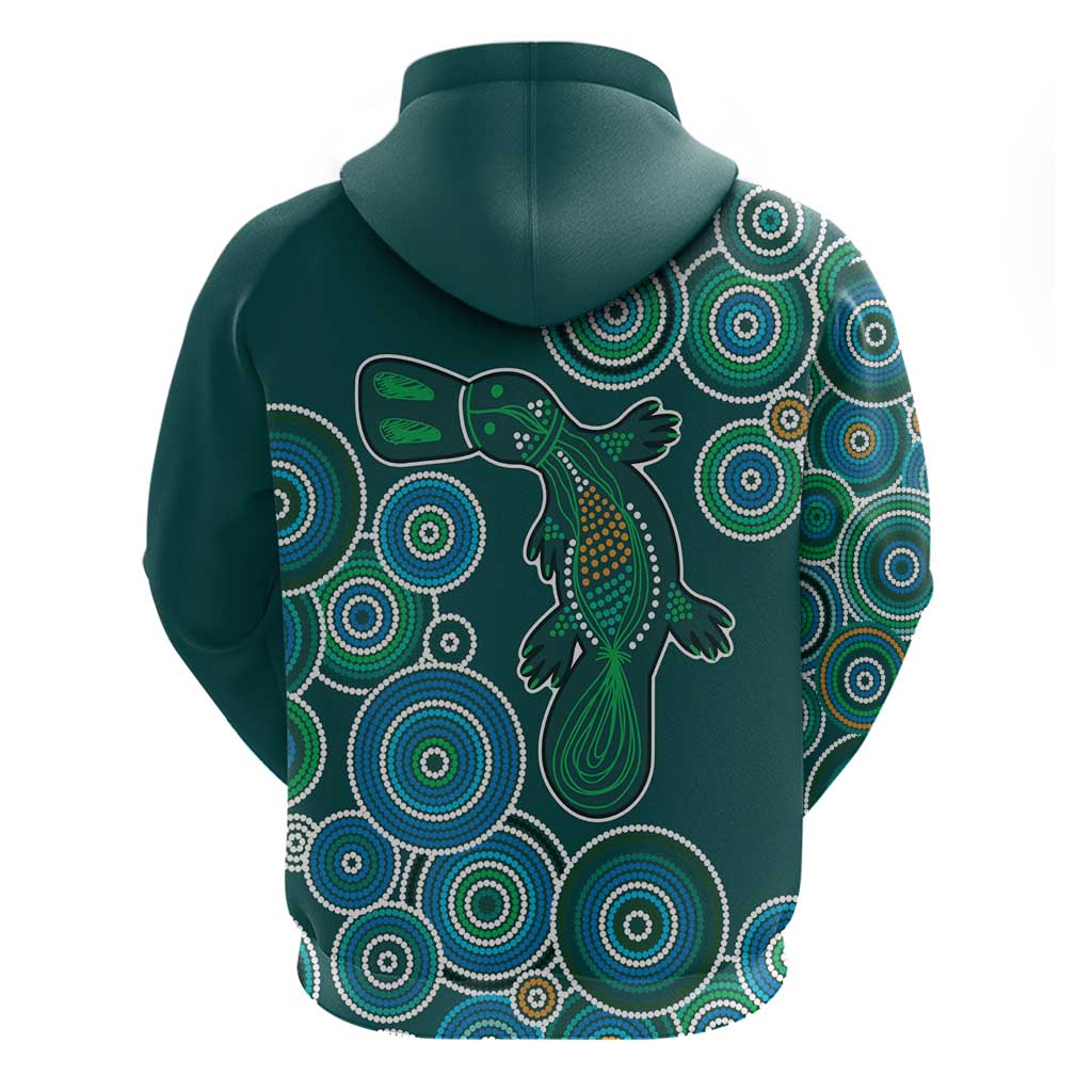 Green Platypus Aboriginal Art Hoodie LT9 - Vibe Hoodie Shop