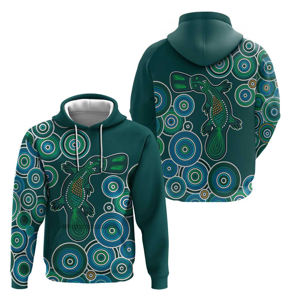Green Platypus Aboriginal Art Hoodie LT9 - Vibe Hoodie Shop