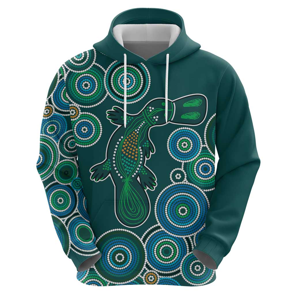 Green Platypus Aboriginal Art Hoodie LT9 - Vibe Hoodie Shop
