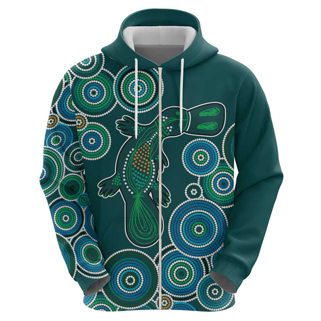 Green Platypus Aboriginal Art Hoodie LT9 - Vibe Hoodie Shop