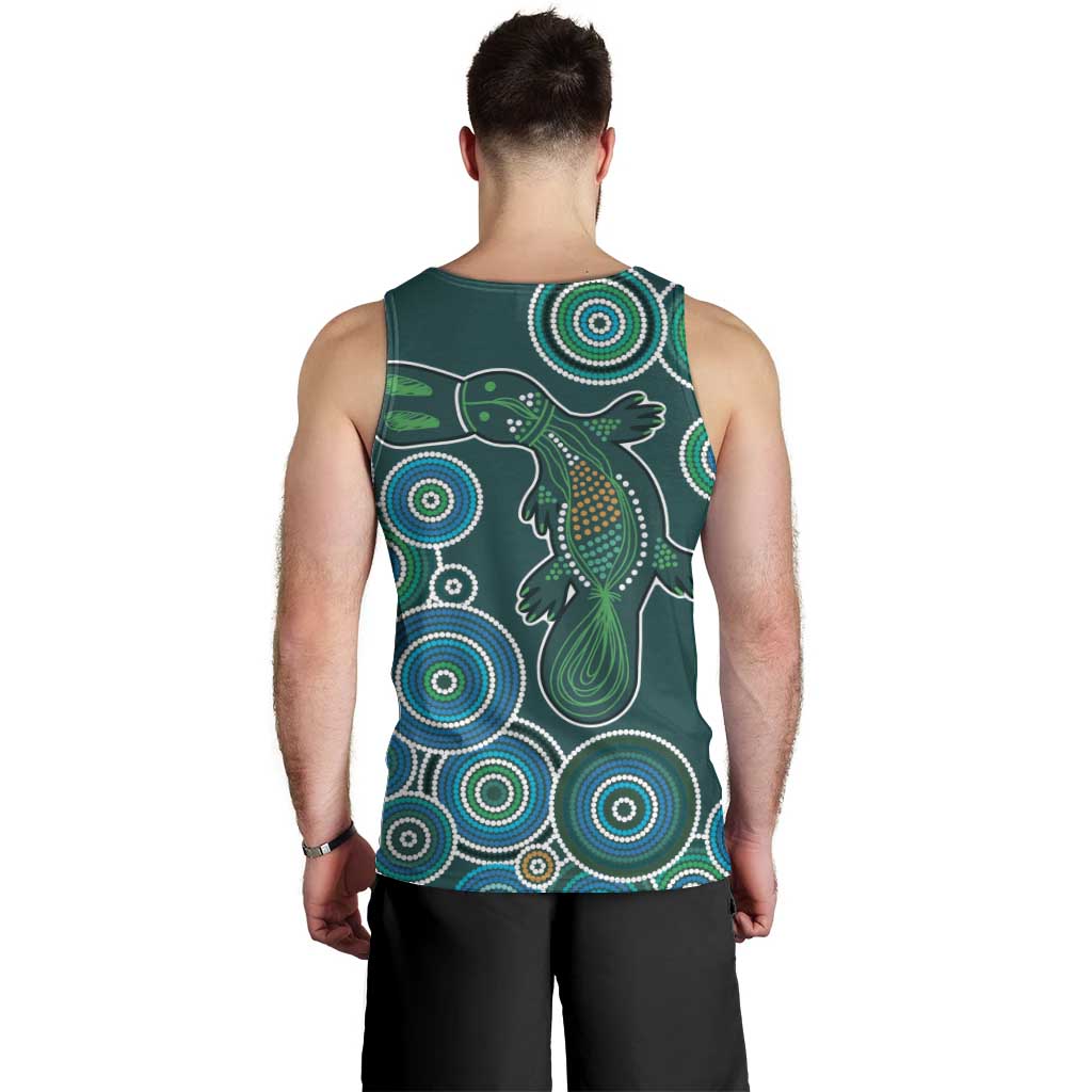 Green Platypus Aboriginal Art Men Tank Top - Vibe Hoodie Shop