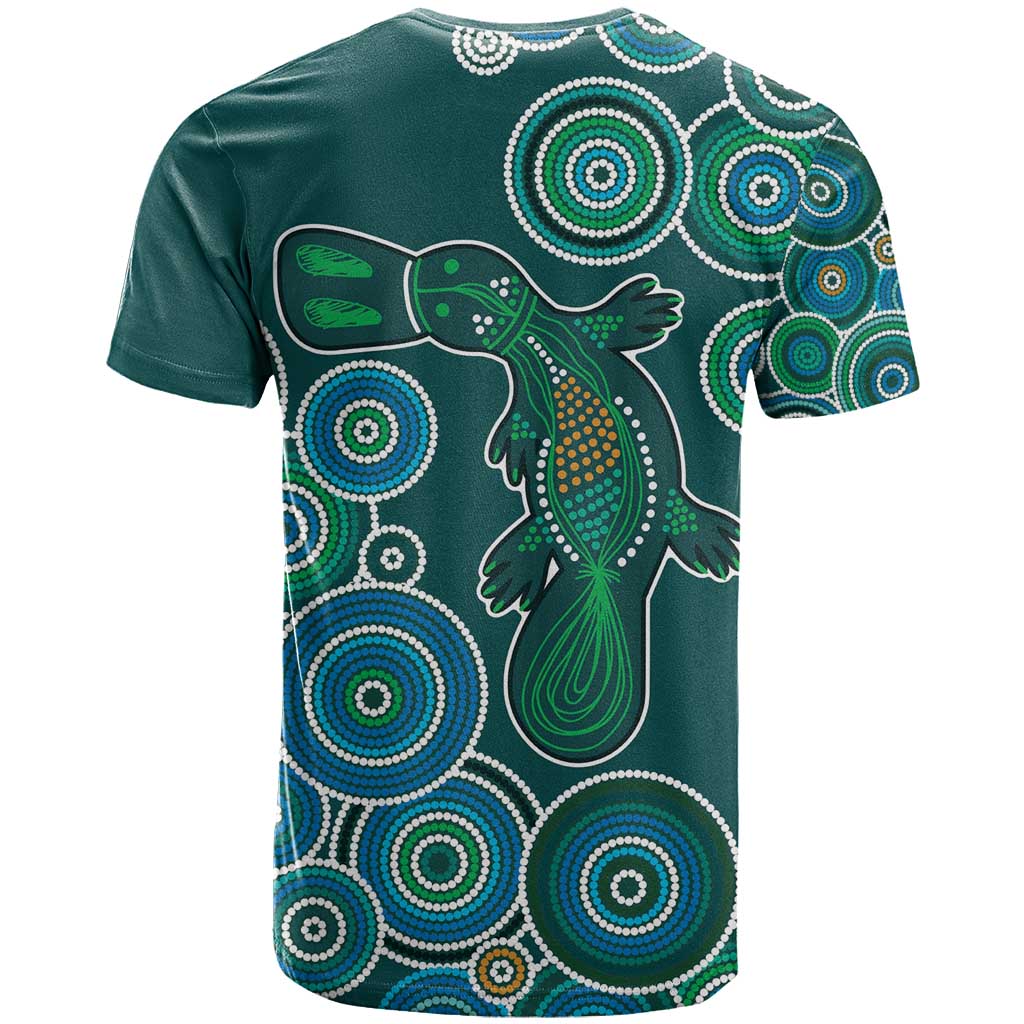 Green Platypus Aboriginal Art T Shirt LT9 - Vibe Hoodie Shop