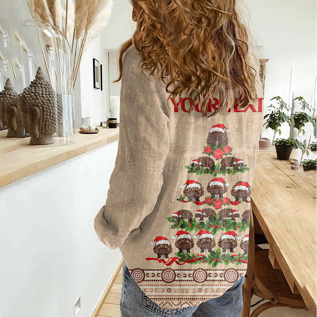 Holiday Lighting Santa Echidna Christmas Tree Women Casual Shirt - Vibe Hoodie Shop