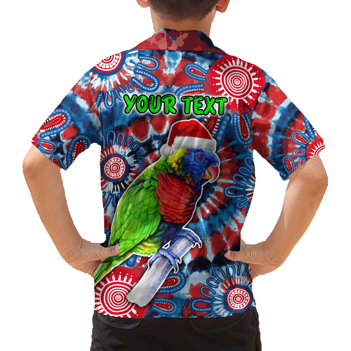 australia-lorikeet-aboriginal-rainbow-tie-dye-merry-christmas-family-matching-long-sleeve-bodycon-dress-and-hawaiian-shirt