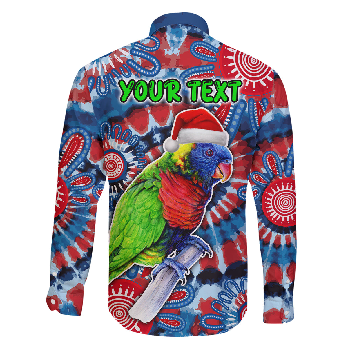 australia-lorikeet-aboriginal-rainbow-tie-dye-merry-christmas-family-matching-long-sleeve-bodycon-dress-and-hawaiian-shirt