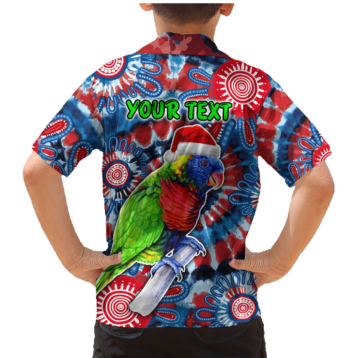 australia-lorikeet-aboriginal-rainbow-tie-dye-merry-christmas-family-matching-mermaid-dress-and-hawaiian-shirt