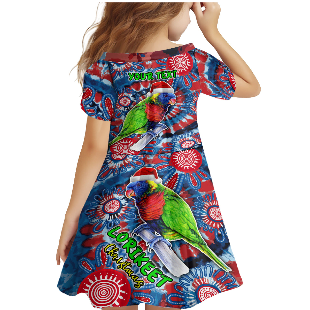 australia-lorikeet-aboriginal-rainbow-tie-dye-merry-christmas-family-matching-mermaid-dress-and-hawaiian-shirt