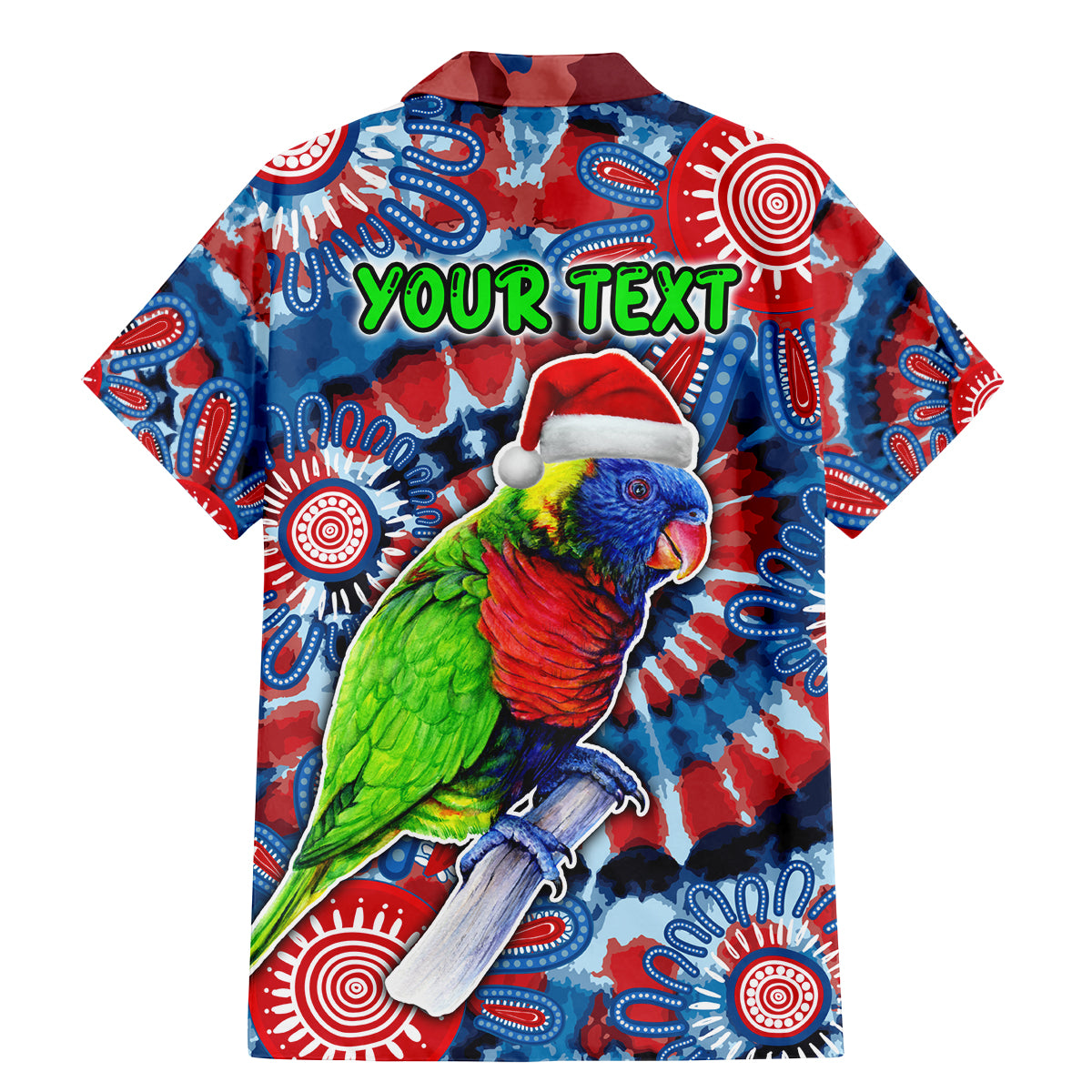 australia-lorikeet-aboriginal-rainbow-tie-dye-merry-christmas-family-matching-mermaid-dress-and-hawaiian-shirt