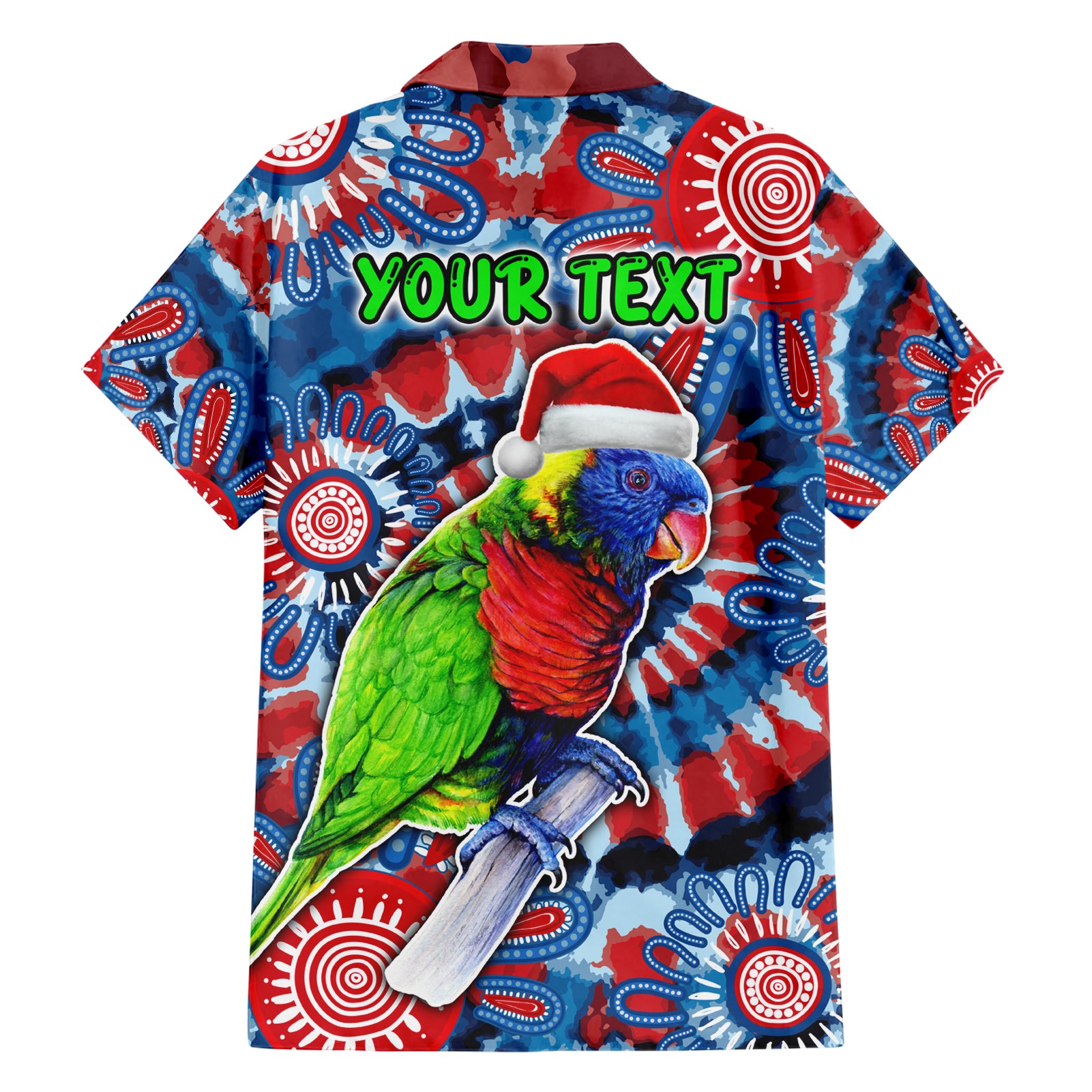 australia-lorikeet-aboriginal-rainbow-tie-dye-merry-christmas-family-matching-short-sleeve-bodycon-dress-and-hawaiian-shirt