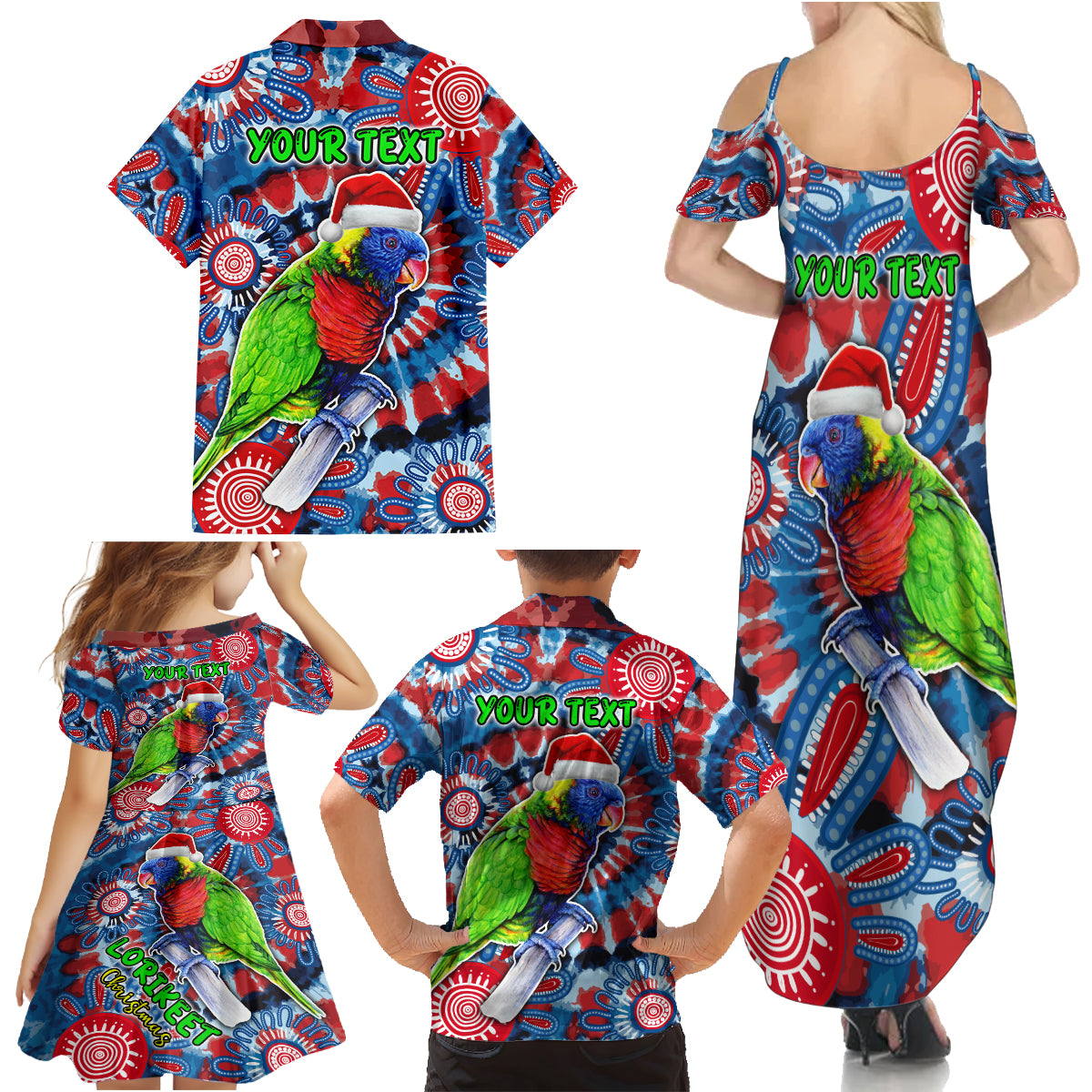 australia-lorikeet-aboriginal-rainbow-tie-dye-merry-christmas-family-matching-summer-maxi-dress-and-hawaiian-shirt