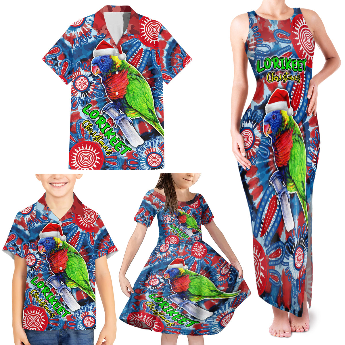 australia-lorikeet-aboriginal-rainbow-tie-dye-merry-christmas-family-matching-tank-maxi-dress-and-hawaiian-shirt