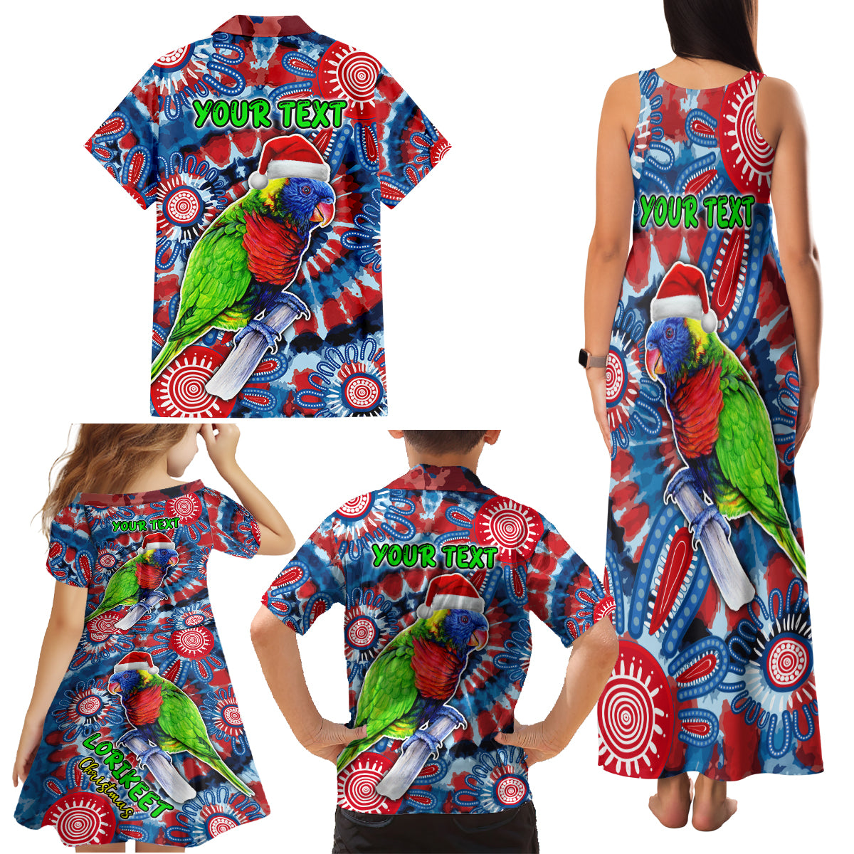 australia-lorikeet-aboriginal-rainbow-tie-dye-merry-christmas-family-matching-tank-maxi-dress-and-hawaiian-shirt