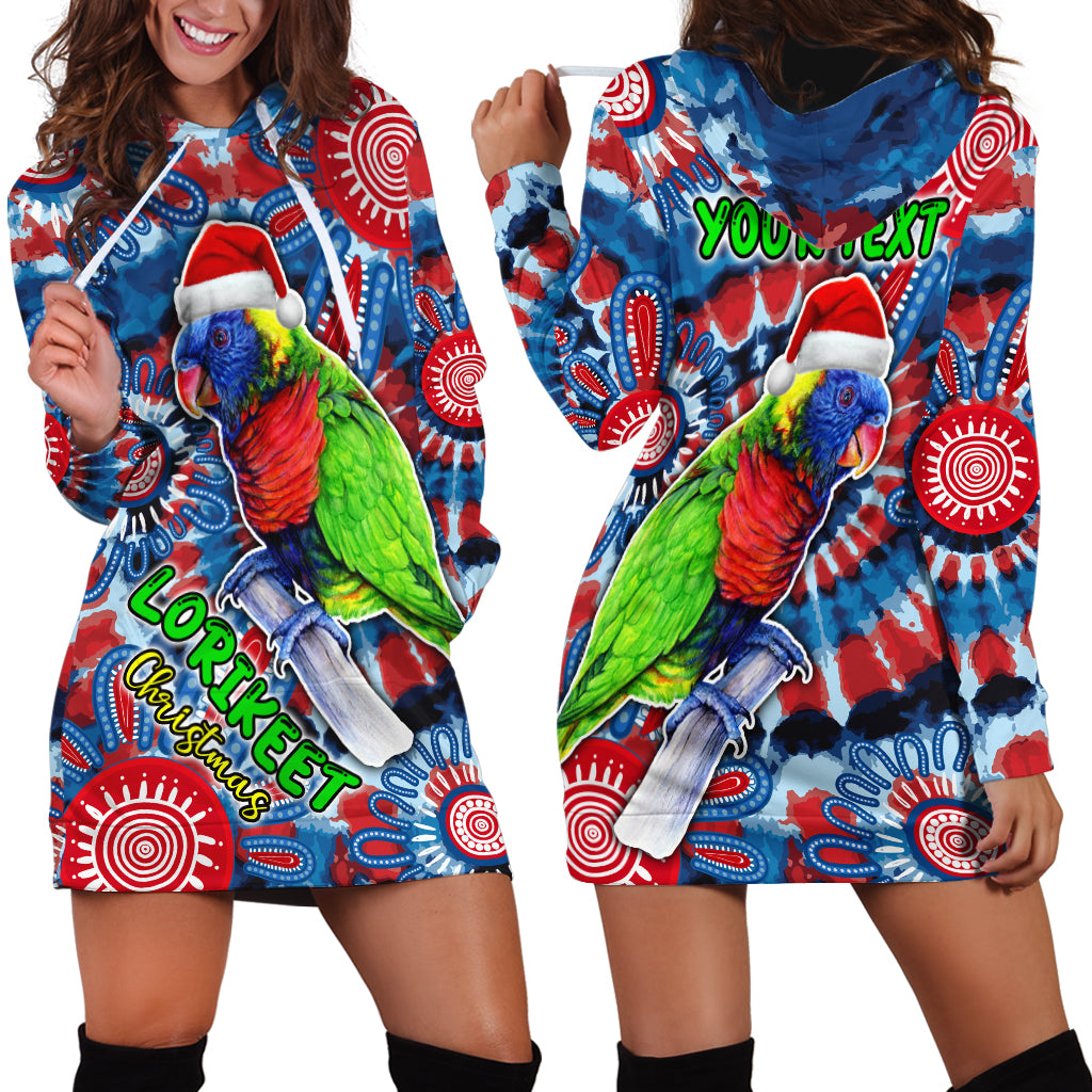 Australia Lorikeet Aboriginal Rainbow Tie Dye Merry Christmas Hoodie Dress - Vibe Hoodie Shop