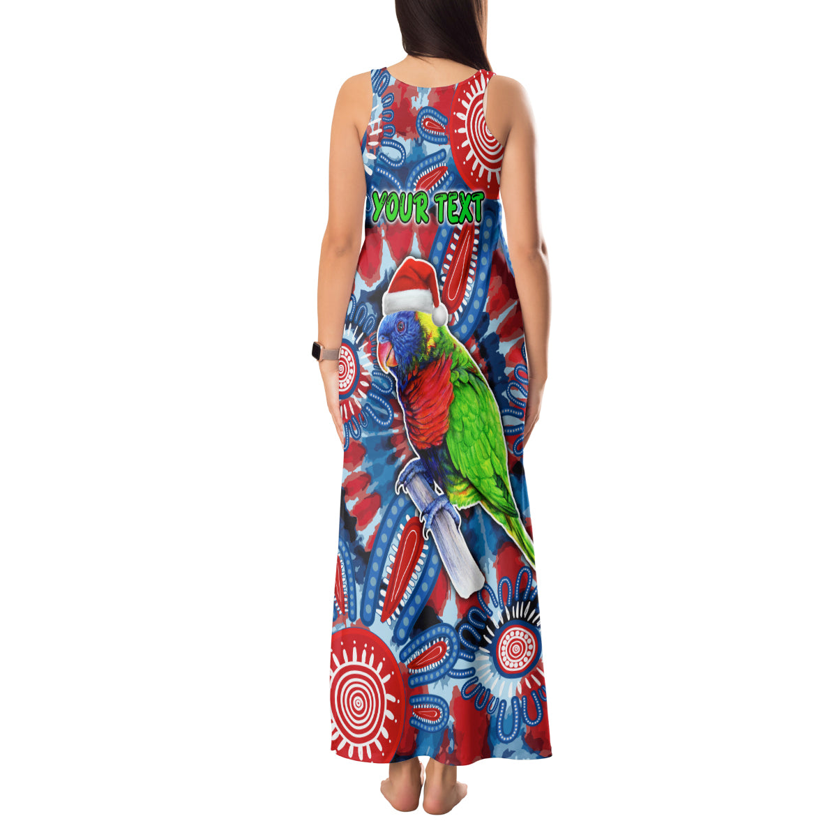 australia-lorikeet-aboriginal-rainbow-tie-dye-merry-christmas-tank-maxi-dress