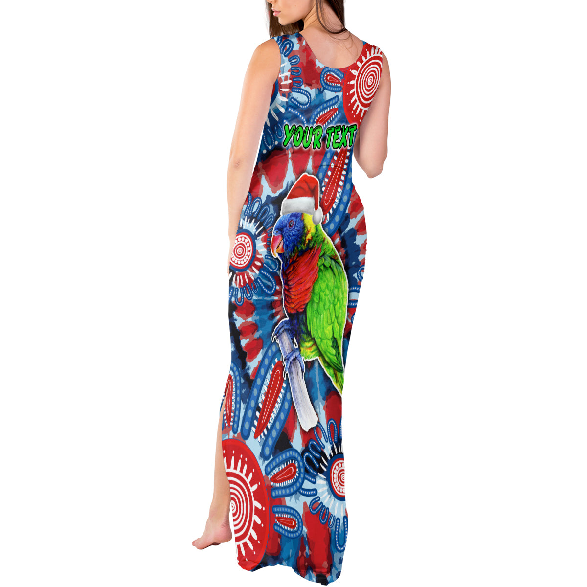 australia-lorikeet-aboriginal-rainbow-tie-dye-merry-christmas-tank-maxi-dress