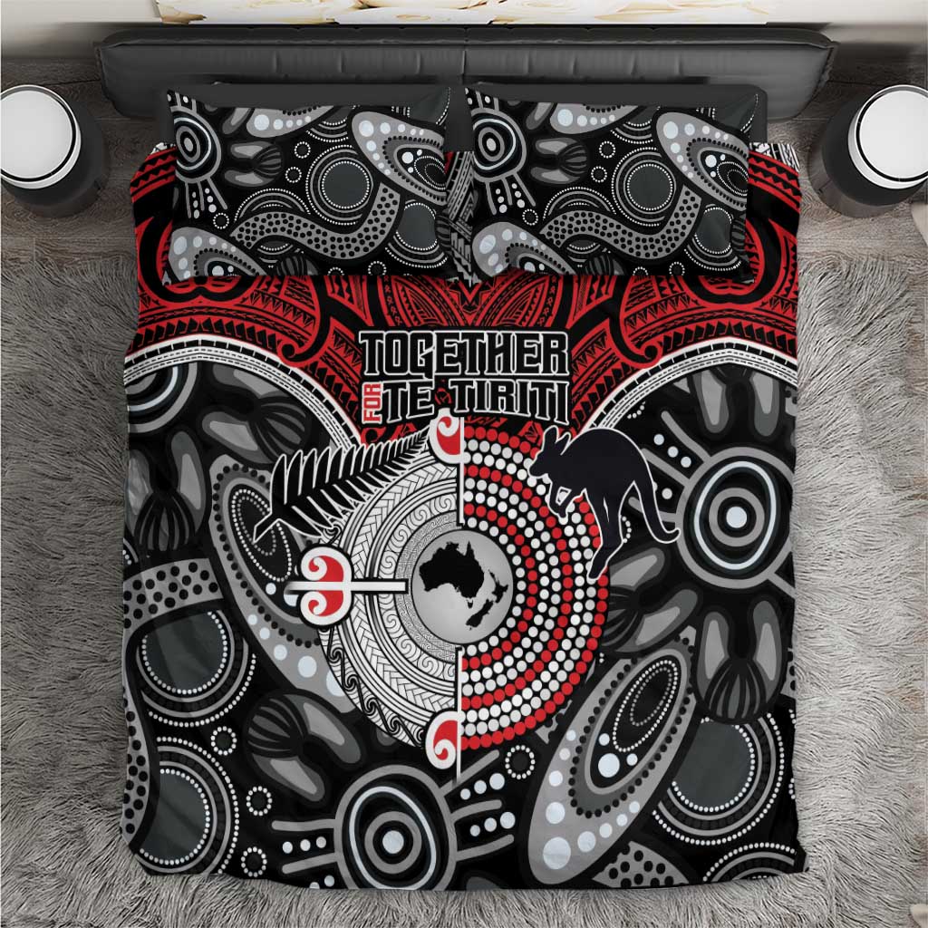 Aotearoa and Australia Bedding Set New Zealand Honour The Treaty Ake!Ake!Ake! - Vibe Hoodie Shop