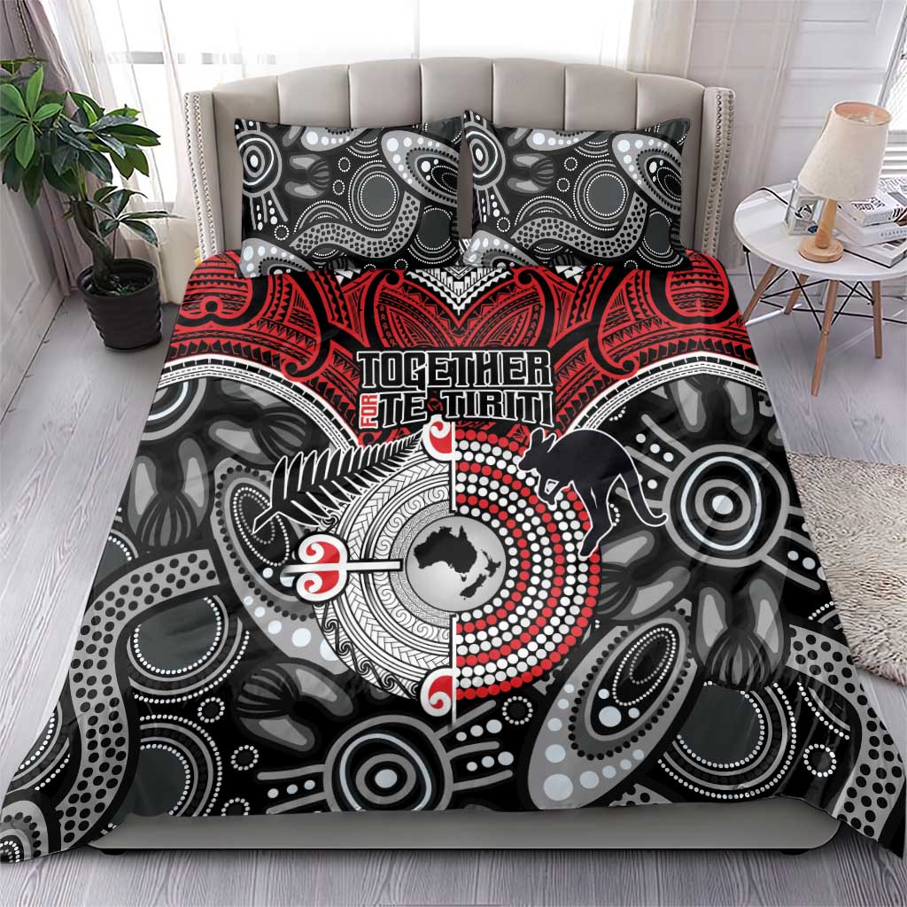 Aotearoa and Australia Bedding Set New Zealand Honour The Treaty Ake!Ake!Ake! - Vibe Hoodie Shop