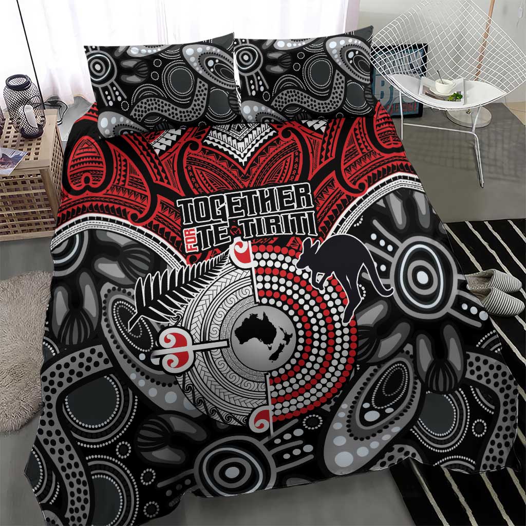 Aotearoa and Australia Bedding Set New Zealand Honour The Treaty Ake!Ake!Ake! - Vibe Hoodie Shop