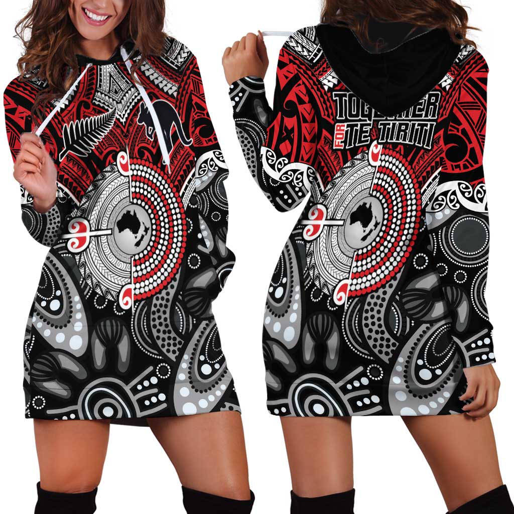 Aotearoa and Australia Hoodie Dress New Zealand Honour The Treaty Ake!Ake!Ake! - Vibe Hoodie Shop