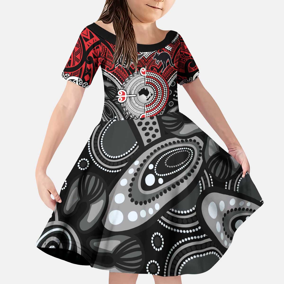 Aotearoa and Australia Kid Short Sleeve Dress New Zealand Honour The Treaty Ake!Ake!Ake! - Vibe Hoodie Shop