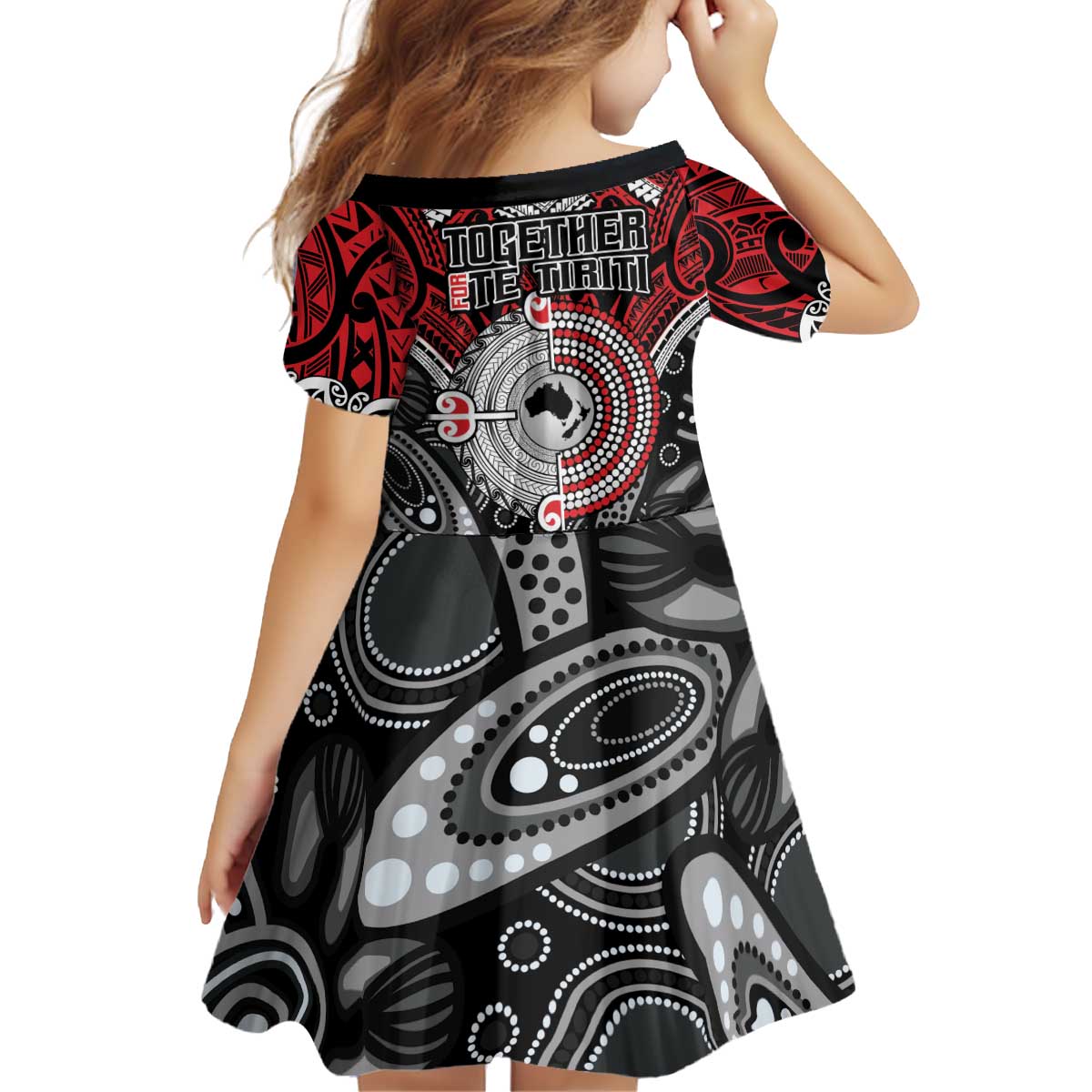 Aotearoa and Australia Kid Short Sleeve Dress New Zealand Honour The Treaty Ake!Ake!Ake! - Vibe Hoodie Shop