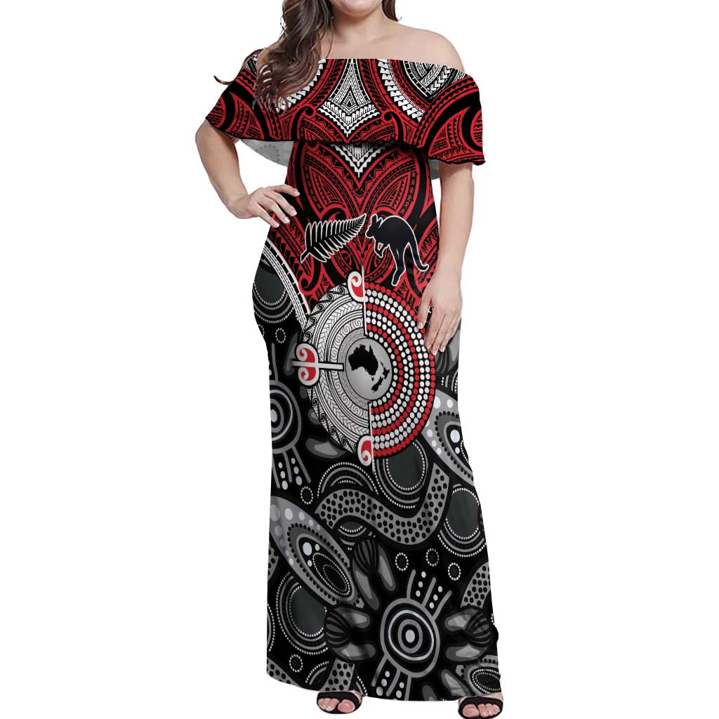 Aotearoa and Australia Off Shoulder Maxi Dress New Zealand Honour The Treaty Ake!Ake!Ake!