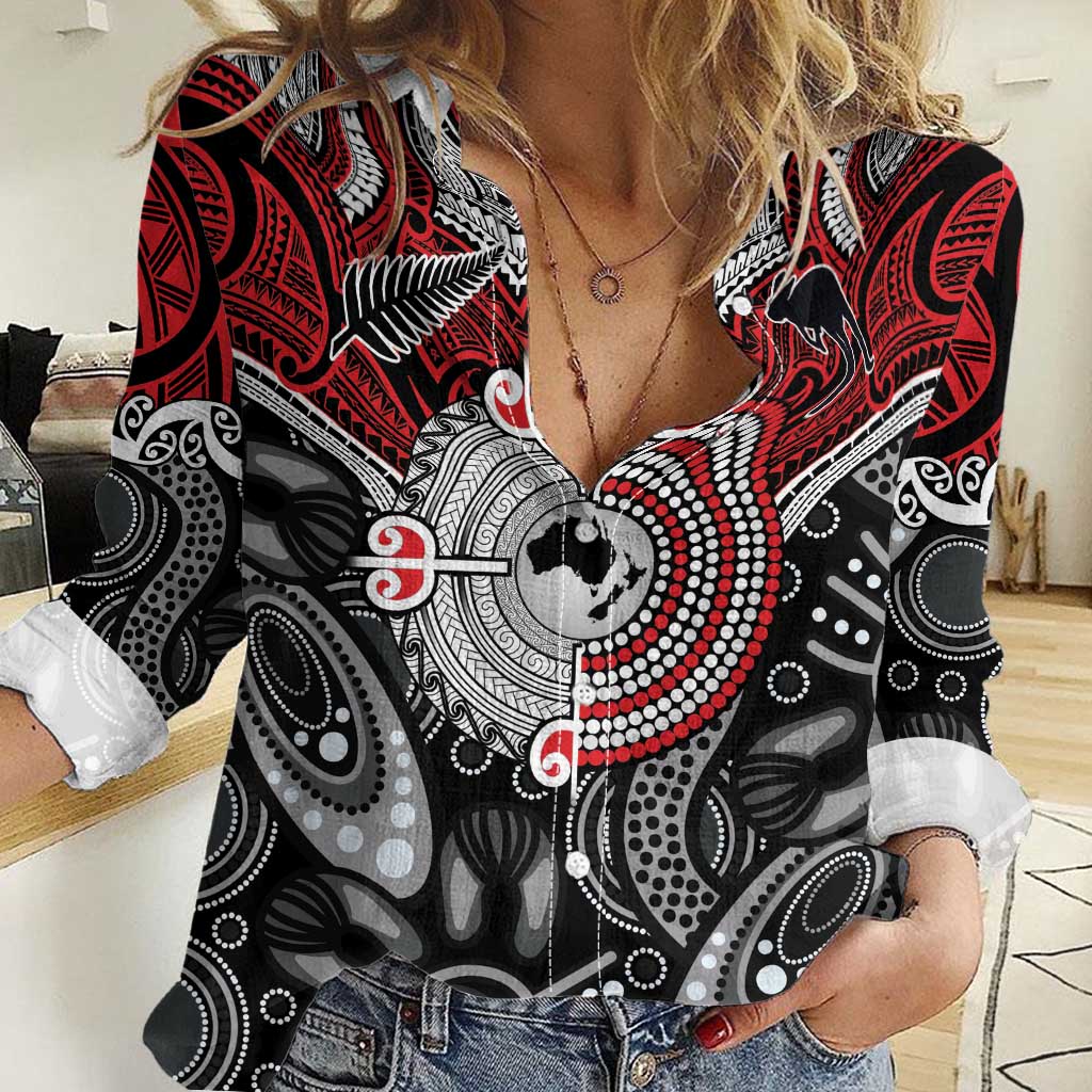 Aotearoa and Australia Women Casual Shirt New Zealand Honour The Treaty Ake!Ake!Ake! - Vibe Hoodie Shop