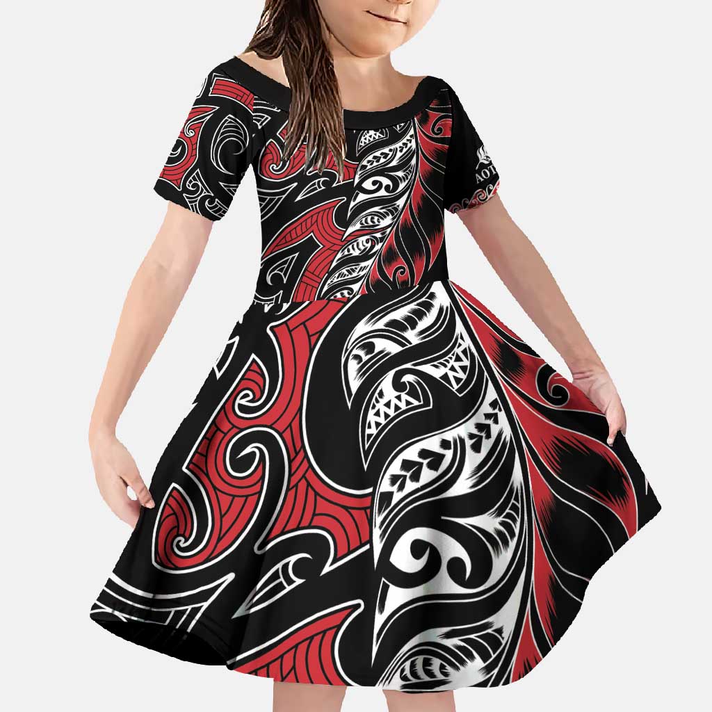 Koru Fern New Zealand Family Matching Long Sleeve Bodycon Dress and Hawaiian Shirt Maori Tribal Pattern