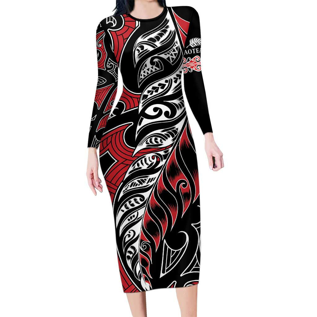 Koru Fern New Zealand Family Matching Long Sleeve Bodycon Dress and Hawaiian Shirt Maori Tribal Pattern