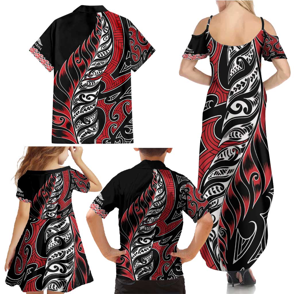 Koru Fern New Zealand Family Matching Summer Maxi Dress and Hawaiian Shirt Maori Tribal Pattern