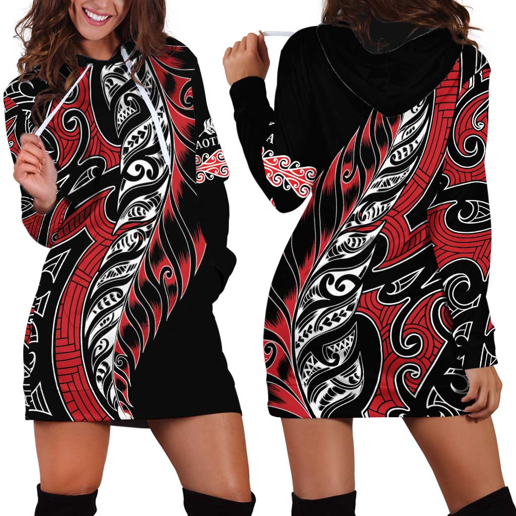 Koru Fern New Zealand Hoodie Dress Maori Tribal Pattern - Vibe Hoodie Shop