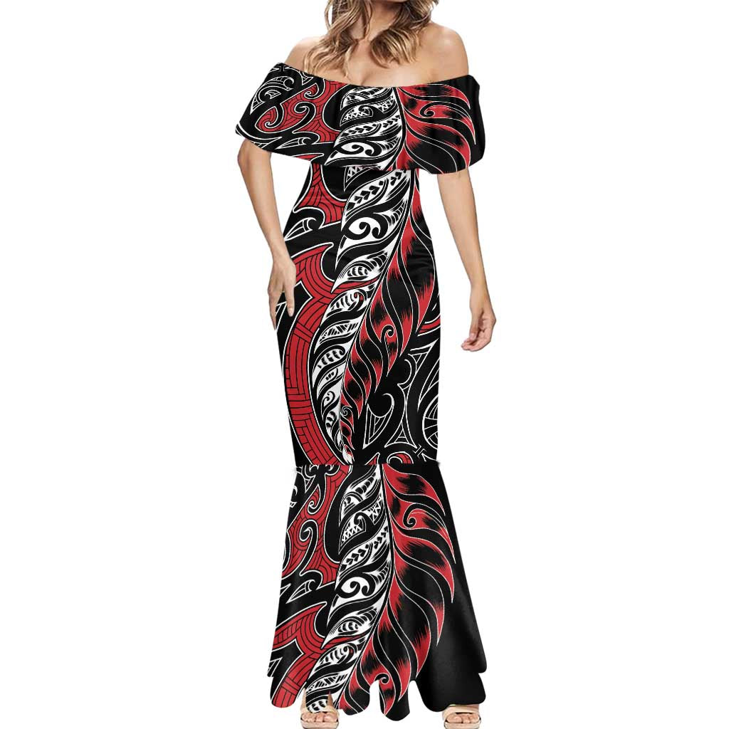 Koru Fern New Zealand Mermaid Dress Maori Tribal Pattern