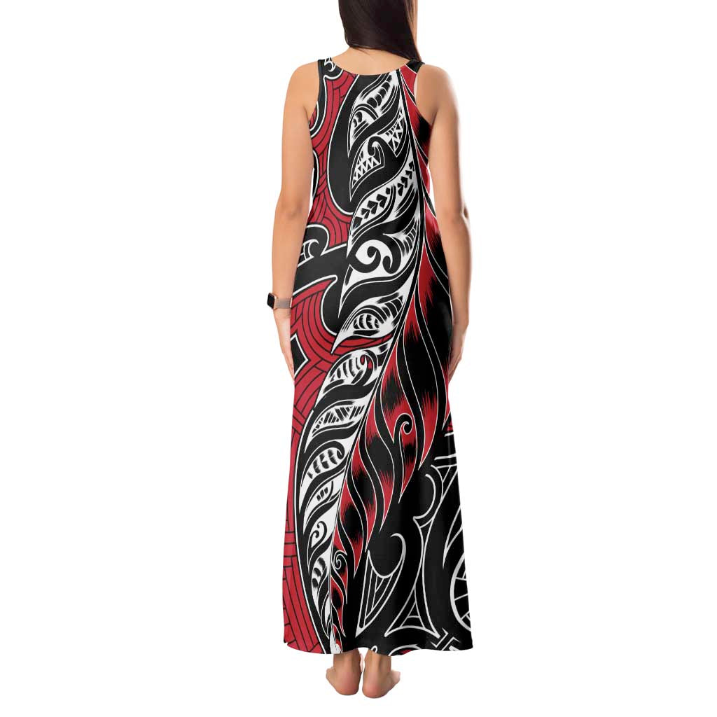 Koru Fern New Zealand Tank Maxi Dress Maori Tribal Pattern