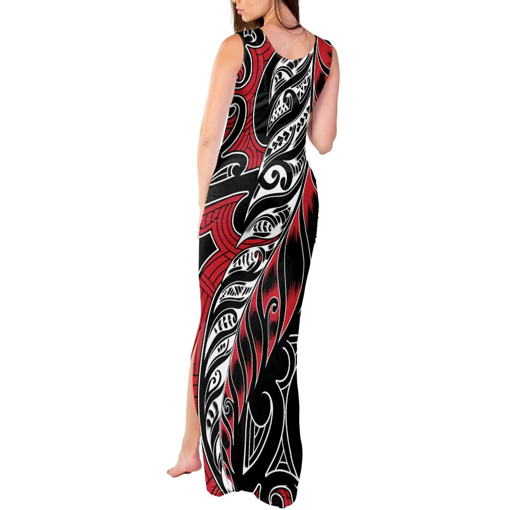 Koru Fern New Zealand Tank Maxi Dress Maori Tribal Pattern