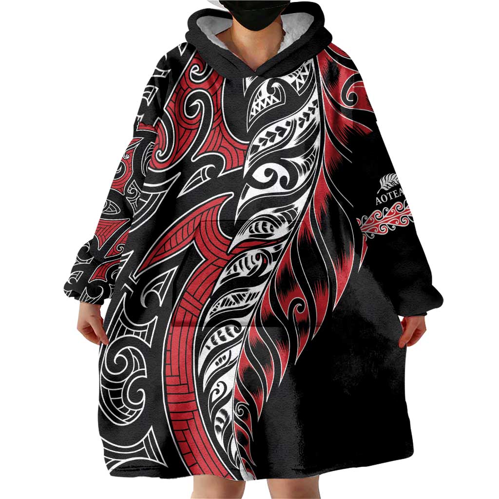 Koru Fern New Zealand Wearable Blanket Hoodie Maori Tribal Pattern - Vibe Hoodie Shop