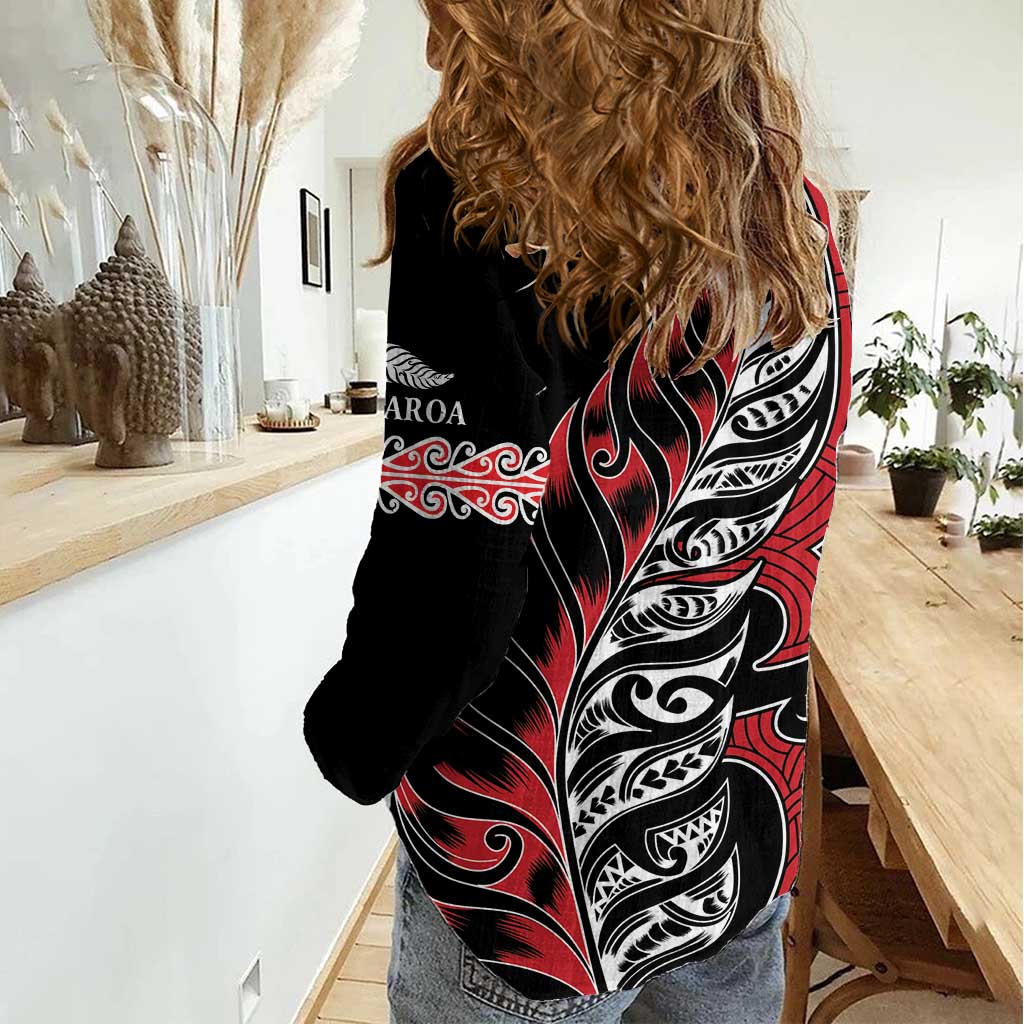 Koru Fern New Zealand Women Casual Shirt Maori Tribal Pattern - Vibe Hoodie Shop