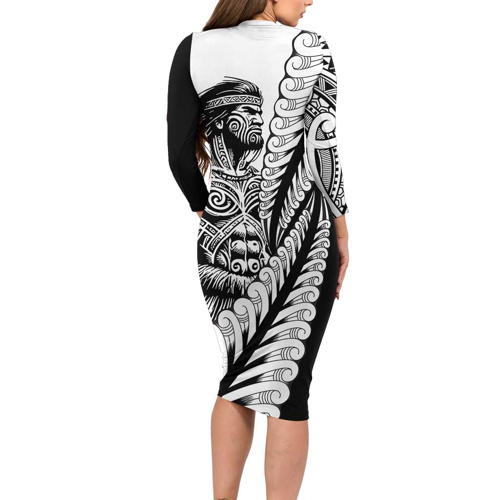 Koru Fern New Zealand Maori Tribal Warrior Family Matching Long Sleeve Bodycon Dress and Hawaiian Shirt