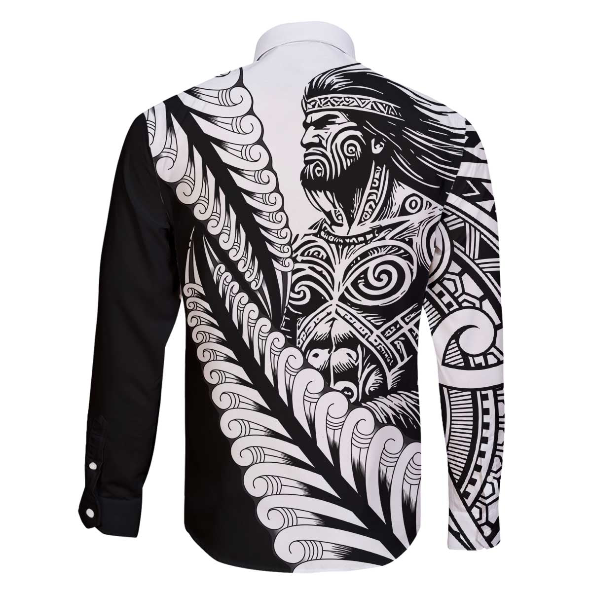 Koru Fern New Zealand Maori Tribal Warrior Family Matching Off The Shoulder Long Sleeve Dress and Hawaiian Shirt